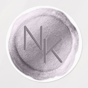 Étiquettes Lumineuse cire violet Initiales Mariage Monogramme