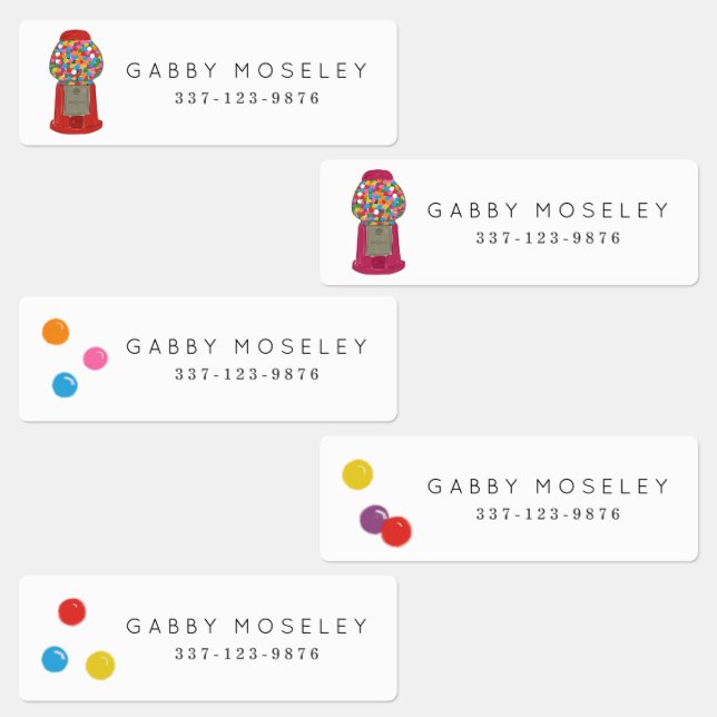 Étiquettes Machine de gumball Retro Candy Personnalisée Enfan (Groupe)