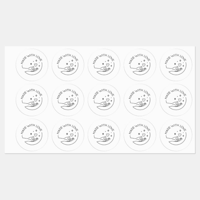 Étiquettes Made with love (Feuille)