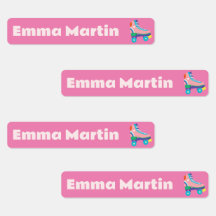 Étiquettes maigres pour stylos - Roller Disco rose