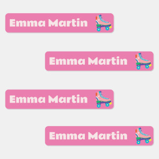 Étiquettes maigres pour stylos - Roller Disco rose