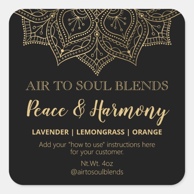 Étiquettes Mandala Black And Gold Blend (Devant)