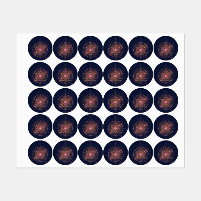 Étiquettes Mandala Lumineux de l'Harmonie Dorée (Feuille)