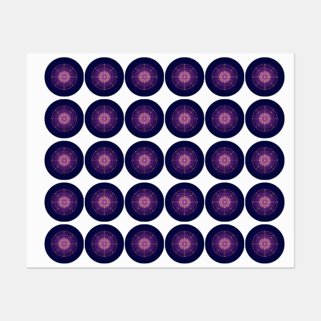 Étiquettes Mandala Sacré Céleste – Géométrie Mystique (Feuille)