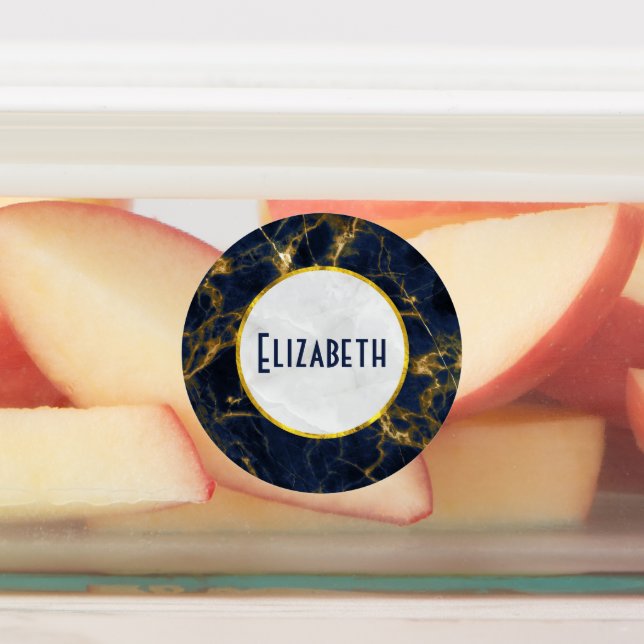 Étiquettes Marbre bleu marine et or Marbre moderne élégant (Apposé)