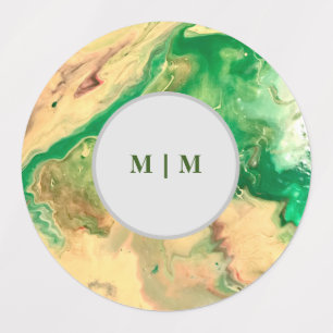 Étiquettes Marbre vert et or tourbillonne 