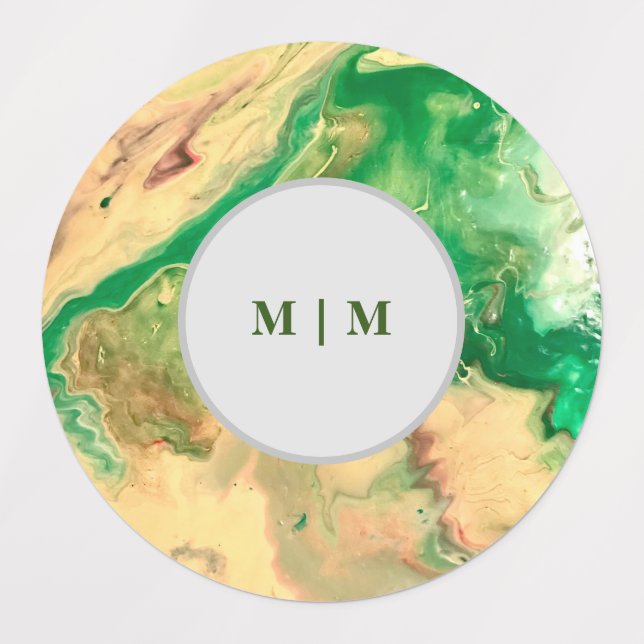 Étiquettes Marbre vert et or tourbillonne  (Design 1)