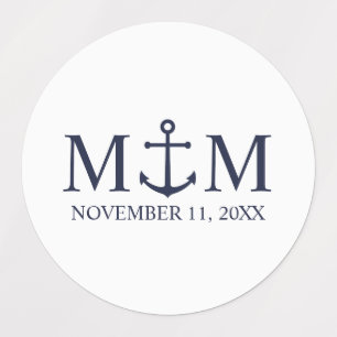 Étiquettes Mariage Ancre bleu marine