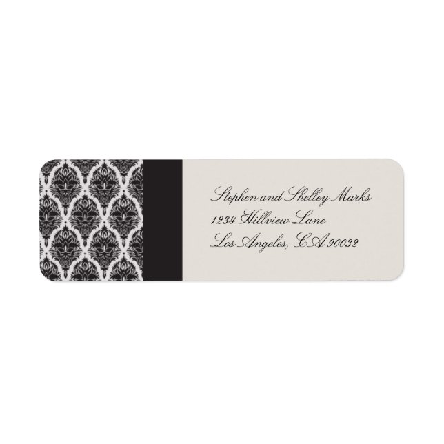Étiquettes Mariage damassé blanc et noir - 2 (Devant)