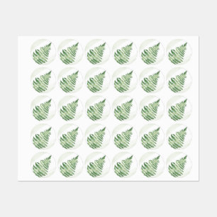 Étiquettes Mariage minimaliste de foune verte