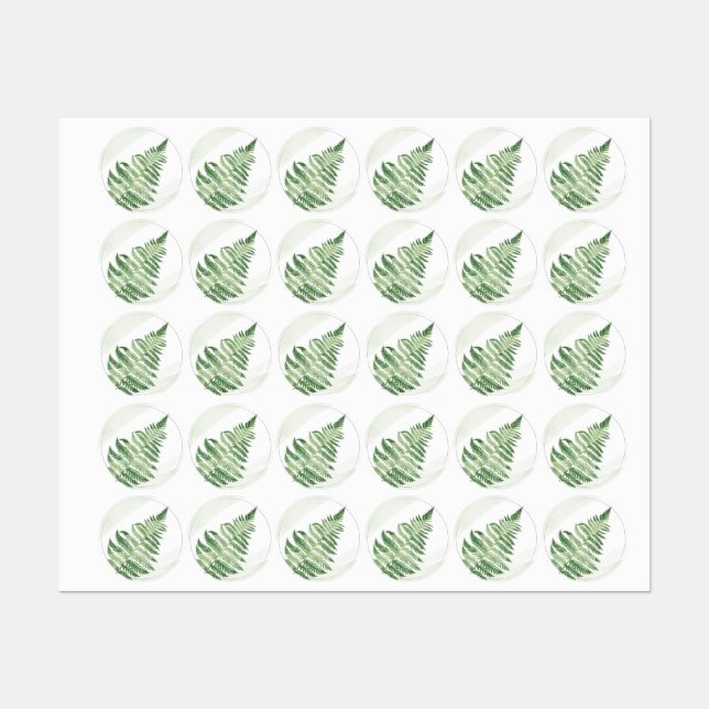 Étiquettes Mariage minimaliste de foune verte (Feuille)