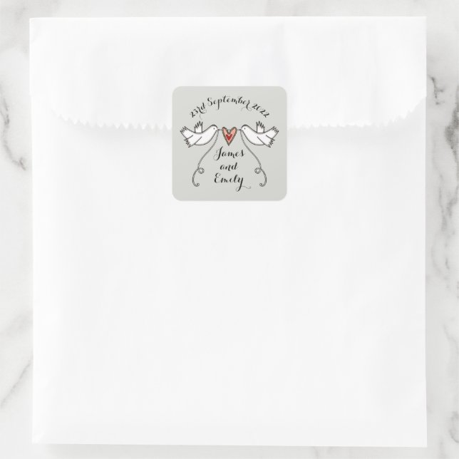 Étiquettes Mariage Sticker Doves blanches personna (Sac)
