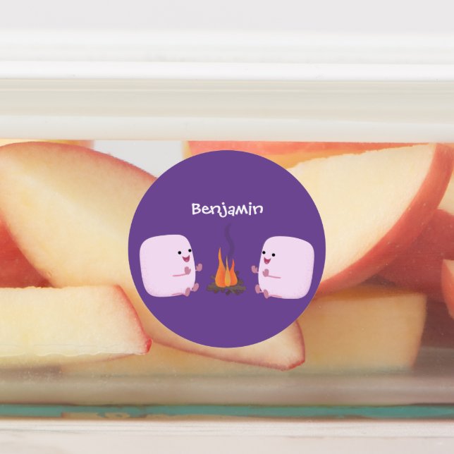 Étiquettes Marshmallows mignons roses par dessin animé sur le (Apposé)