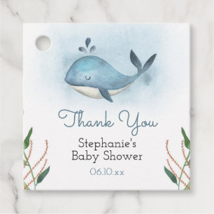 Étiquettes Merci Baby shower baleine