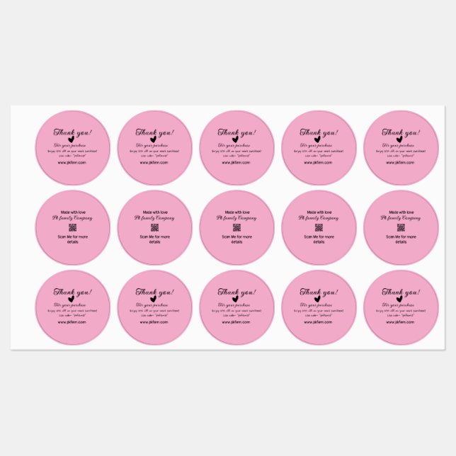 Étiquettes Merci pour l'achat des détails de la famille rose (Feuille)