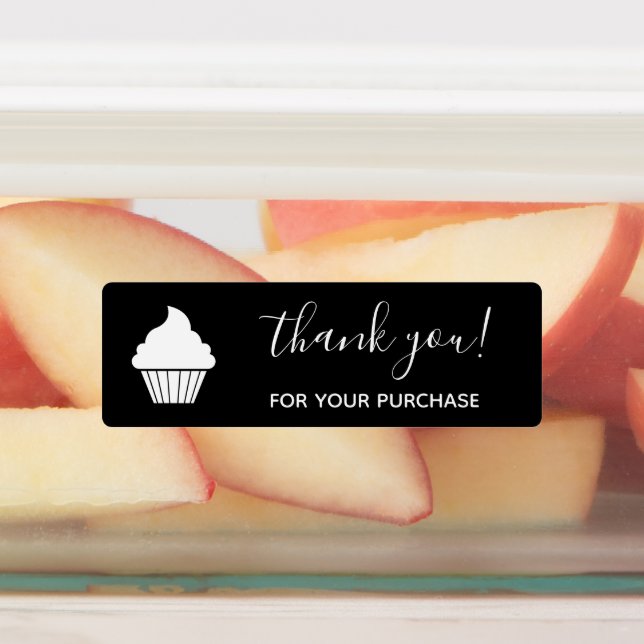 Étiquettes Merci pour l'achat Logo Customisé noir (Apposé)