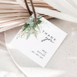 Étiquettes Merci vert et feuille d'or Favor<br><div class="desc">Nous avons conçu ces étiquettes vert et feuille d'or pour compléter votre réception boho simple mais élégante. Il présente des feuilles modernes d'eucalyptus vert et blanc, du feuillage de fougères, une fleur succulente et un minimum de feuilles de feuille d'or. Ces éléments donnent l'impression d'une forêt enchantée d'aquarelle capricieuse, parfaite...</div>