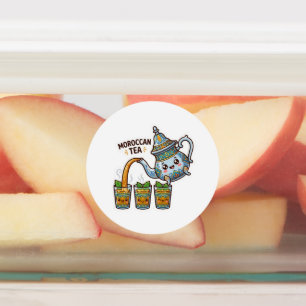Étiquettes Mignon théière et verres à thé à la menthe marocai