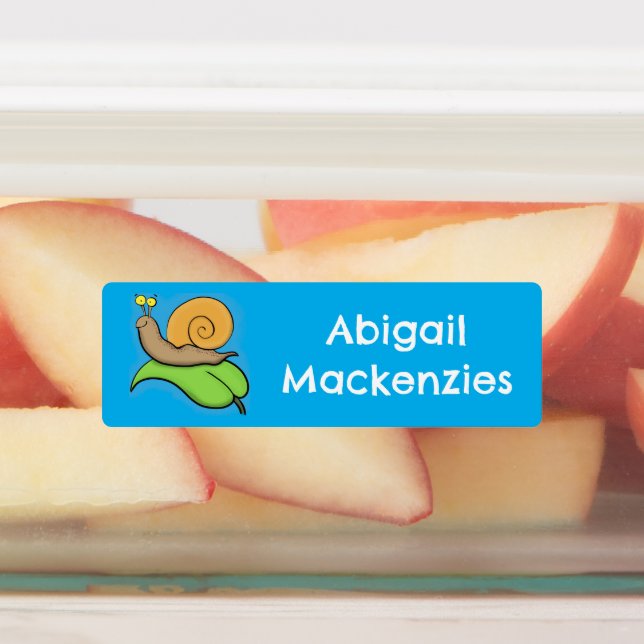 Étiquettes Mignonne, gaie escargot sur une feuille de dessin  (Apposé)