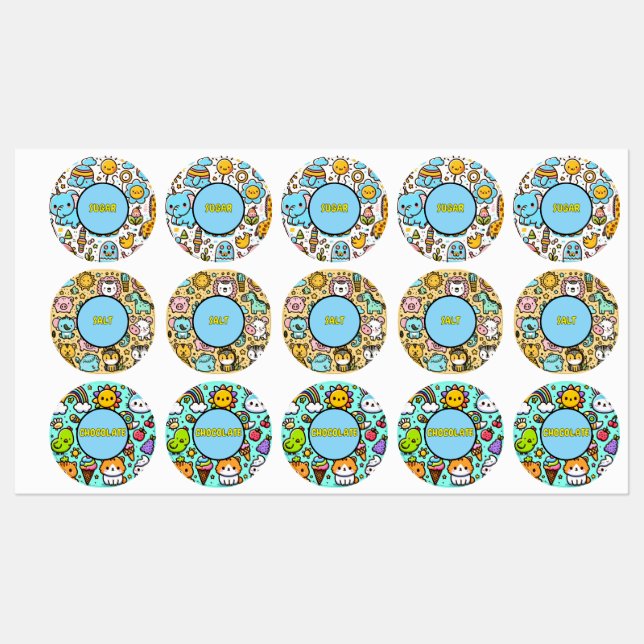 étiquettes mignonnes de contenants alimentaires (Feuille)