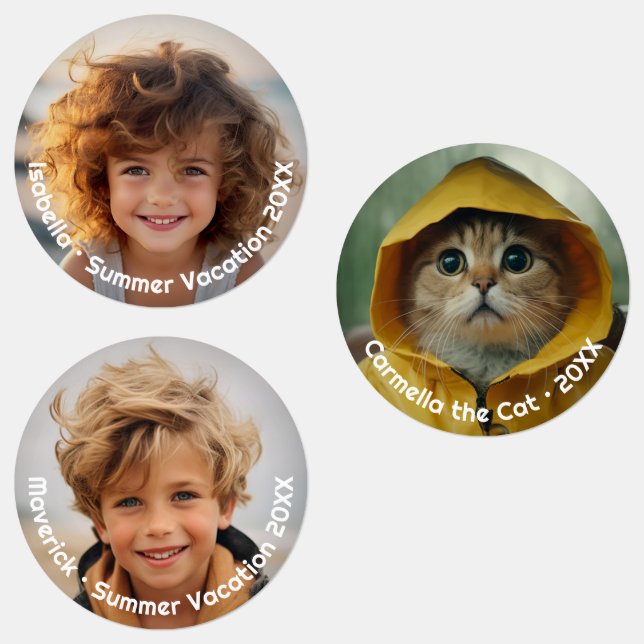 Étiquettes Mini photo moderne 3 - Texte rétro - Personnalisé (Groupe)