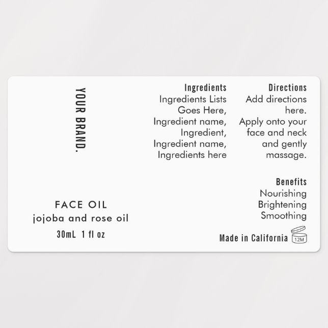 Étiquettes Minimal Simple 1oz 30ml Dropper Bottle Waterproof (Design 1)