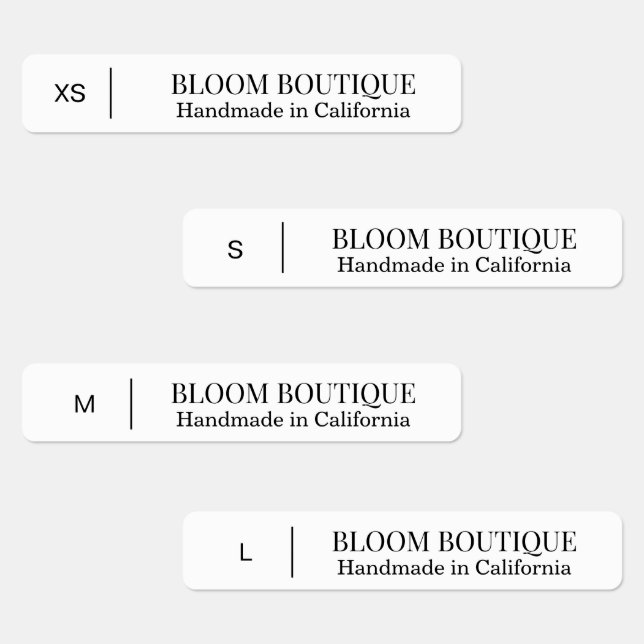 Étiquettes Minimalist Black White Clothing Size (Groupe)