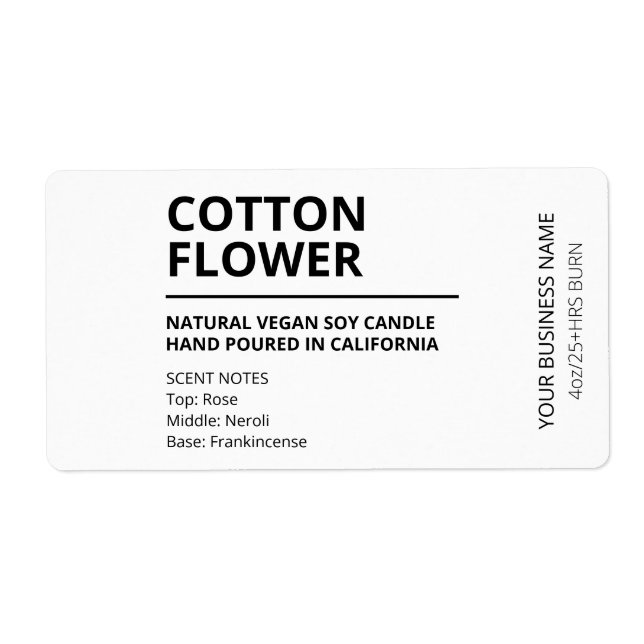 Étiquettes minimalistes de bougie blanche (Devant)