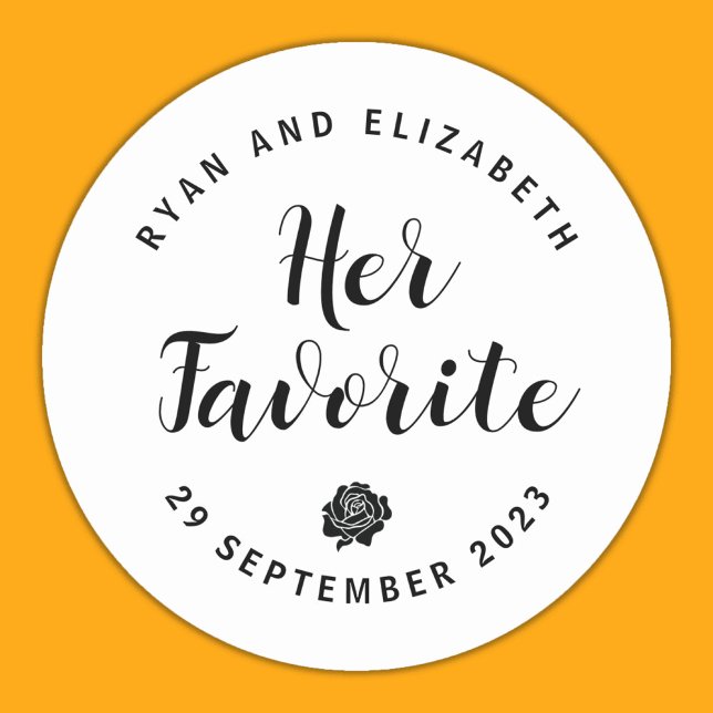 Étiquettes minimalistes noirs et blancs Favoriser  (Her Favorite Favour Labels | Her Favourite Sticker)