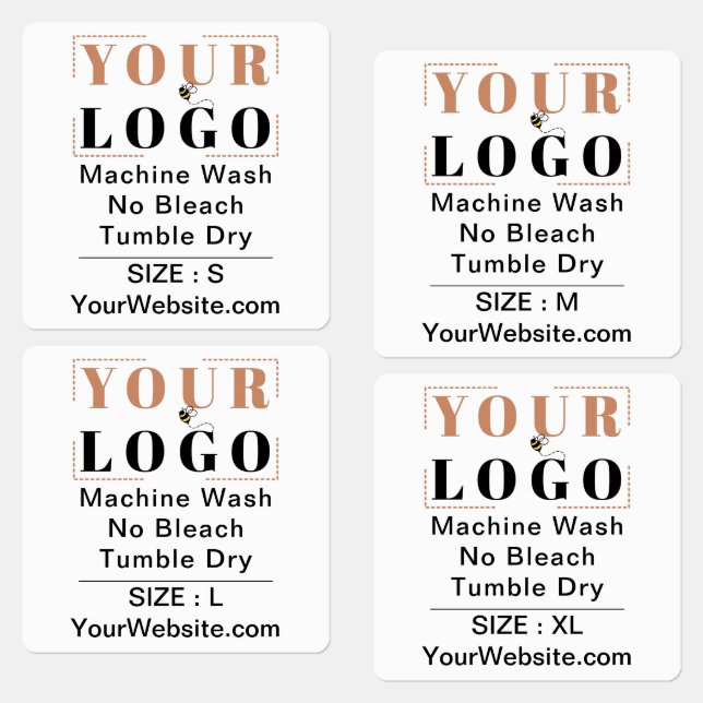 Étiquettes Mode d'emploi et taille Carré vêtement blanc (Groupe)