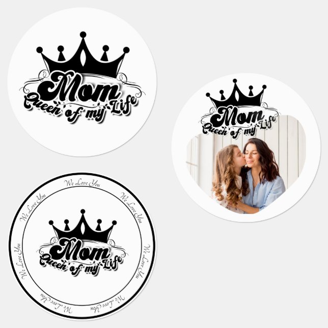 Étiquettes Modern Black Crown, MOM Queen of my life  (Groupe)
