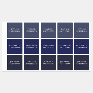 Étiquettes Modern Minimal Navy Blue Ajouter Votre Nom École