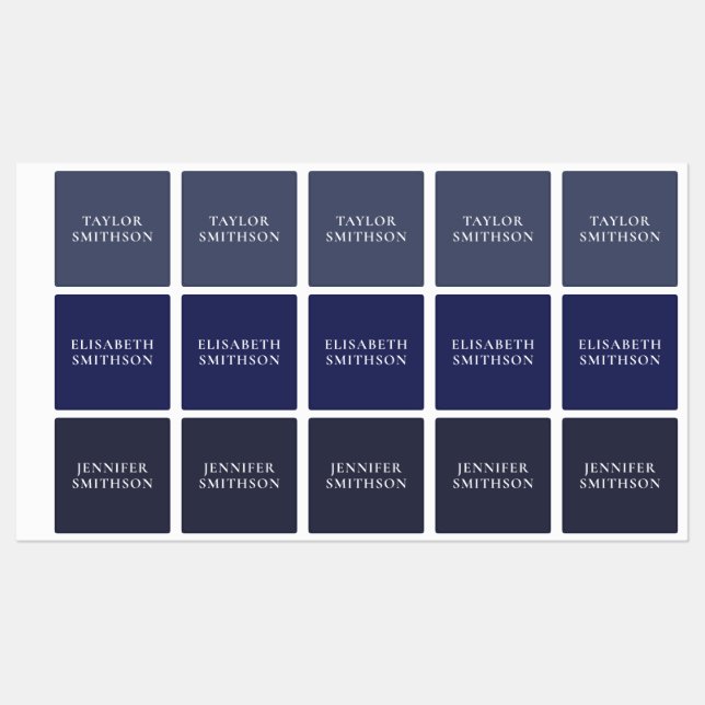 Étiquettes Modern Minimal Navy Blue Ajouter Votre Nom École (Feuille)