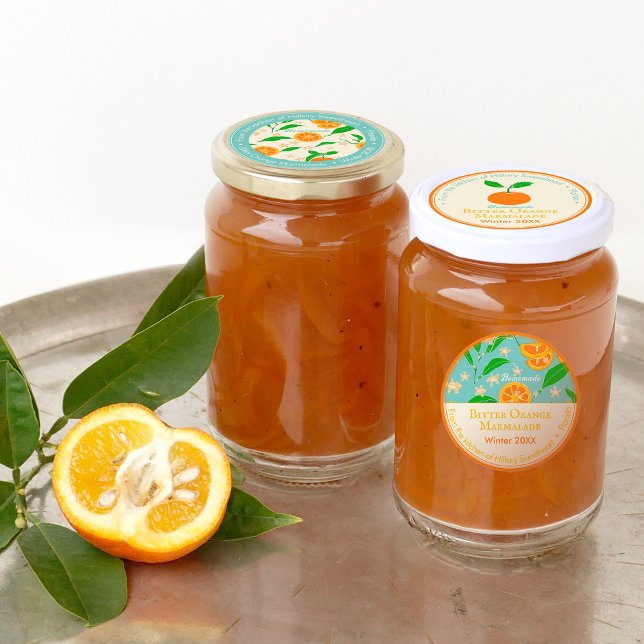 Étiquettes Moderne Rétro Orange Marmalade Jar Canning (Créateur téléchargé)