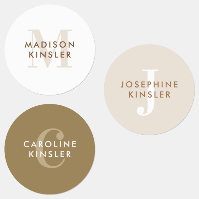 Étiquettes Moderne Simple Initial Boho Waterproof Nom Étiquet (Groupe)