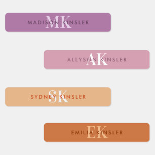 Étiquettes Moderne Simple Initial Purple Boho Waterproof Nom