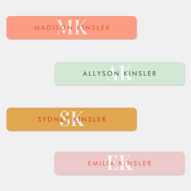 Étiquettes Moderne Simple Initial Rose Girl Waterproof Nom (Groupe)