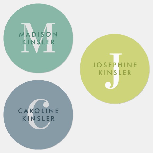 Étiquettes Moderne Simple Initiale Vert Bleu Étanche Nom L (Groupe)