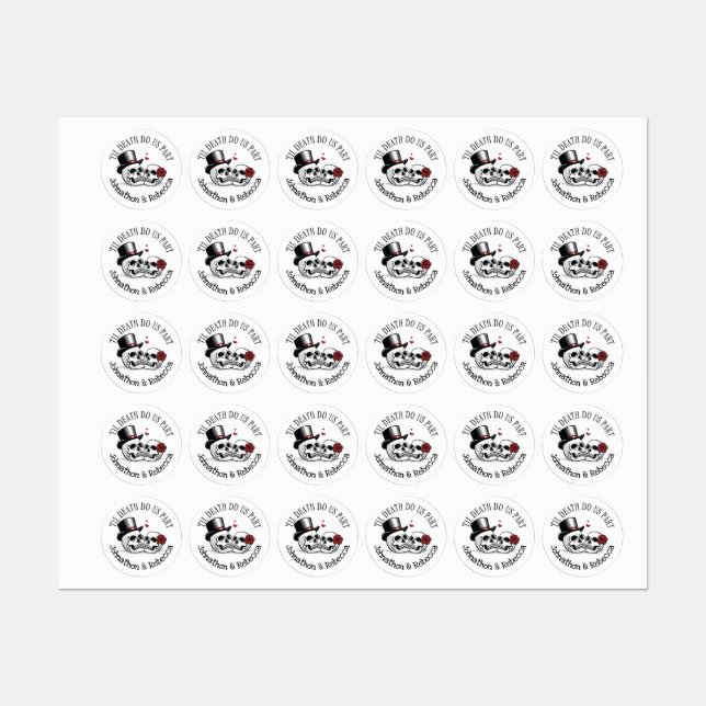 Étiquettes Modifiable jusqu'à la mort Do us Part Mariage (Feuille)