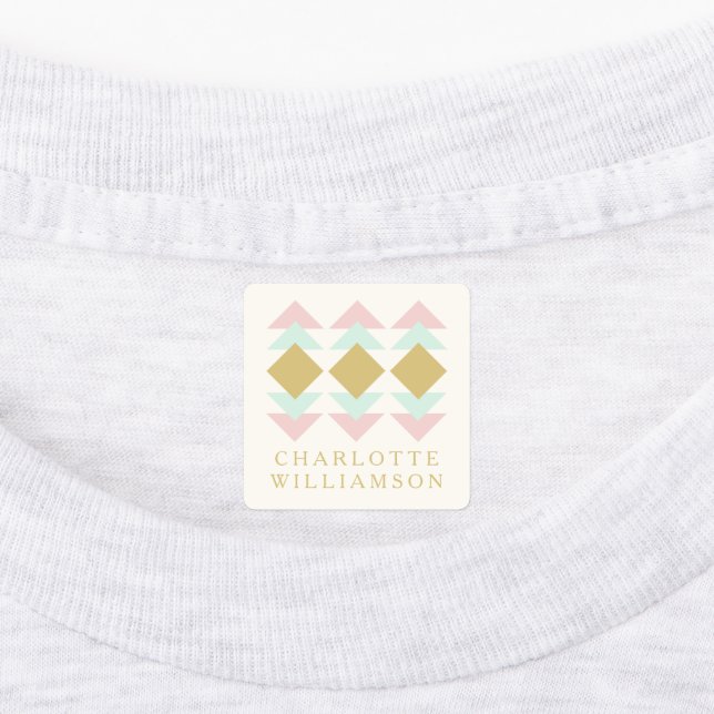 Étiquettes Monnaie blanche et Gold Nom géométrique personnali (Apposé)