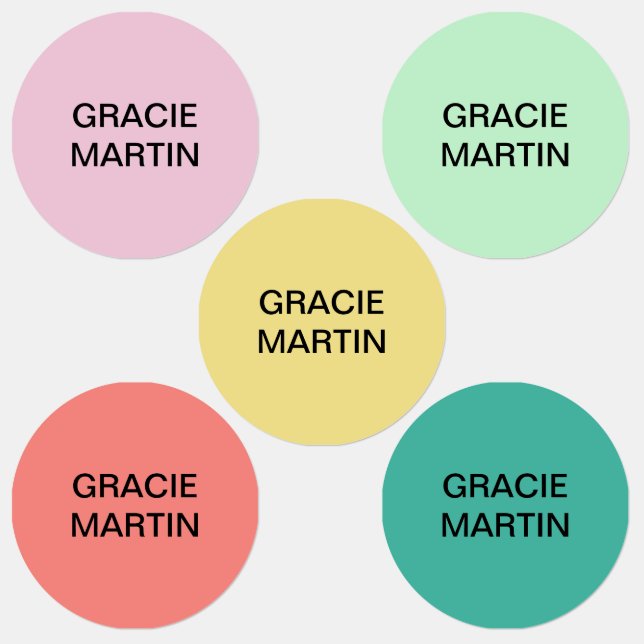 Étiquettes Monnaie rose Jaune Corail Turquoise Nom de l'Adhés (Groupe)