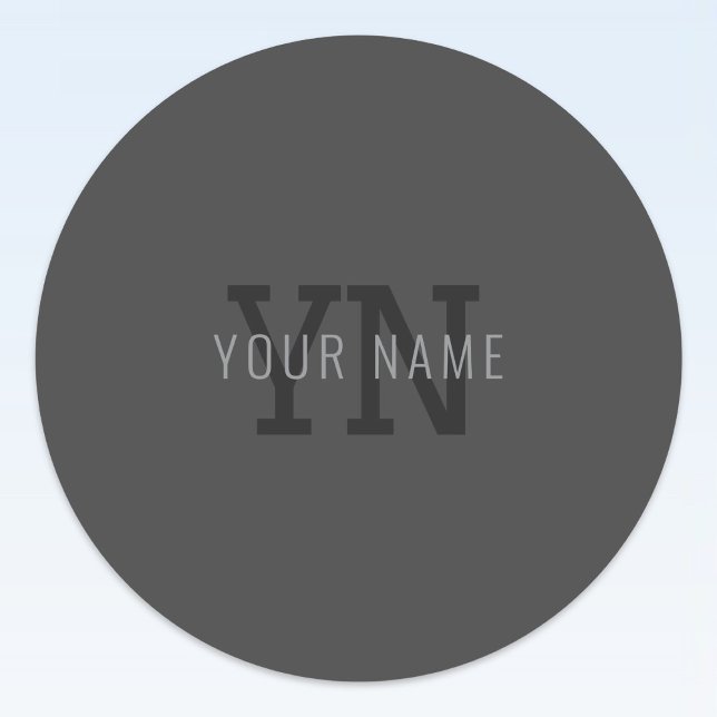 Étiquettes Monogramme de nom (ou autre texte) gris foncé mode (Créateur téléchargé)