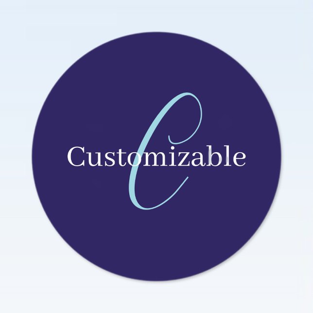 Étiquettes Monogramme de script cursif modifiable bleu violac (Créateur téléchargé)