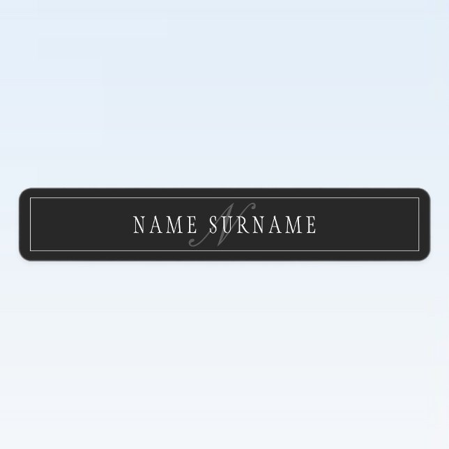 Étiquettes Monogramme de script élégant modifiable Noir Gris  (Créateur téléchargé)