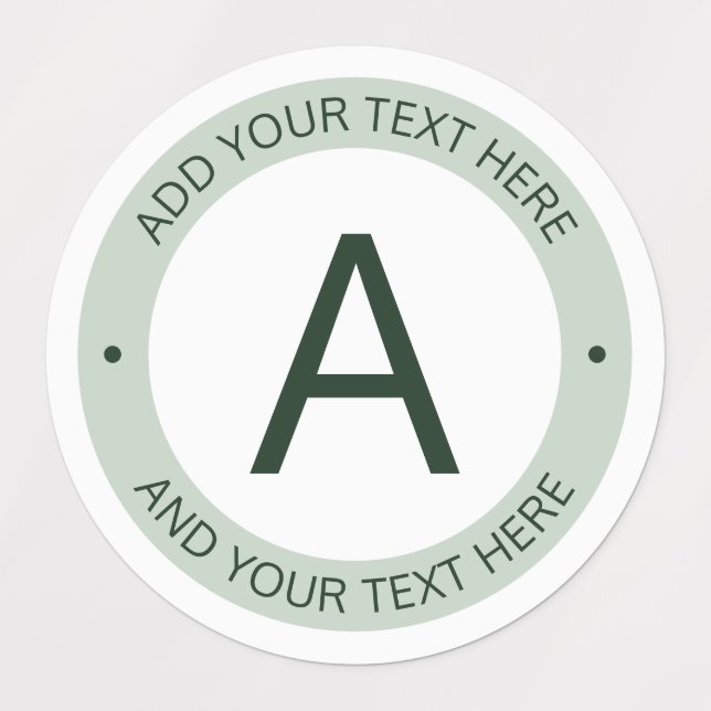 Étiquettes Monogramme de style logo moderne | Vert et blanc (Design 1)
