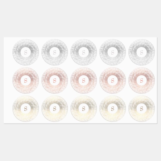 Étiquettes Monogramme d'étincelle d'or (Feuille)