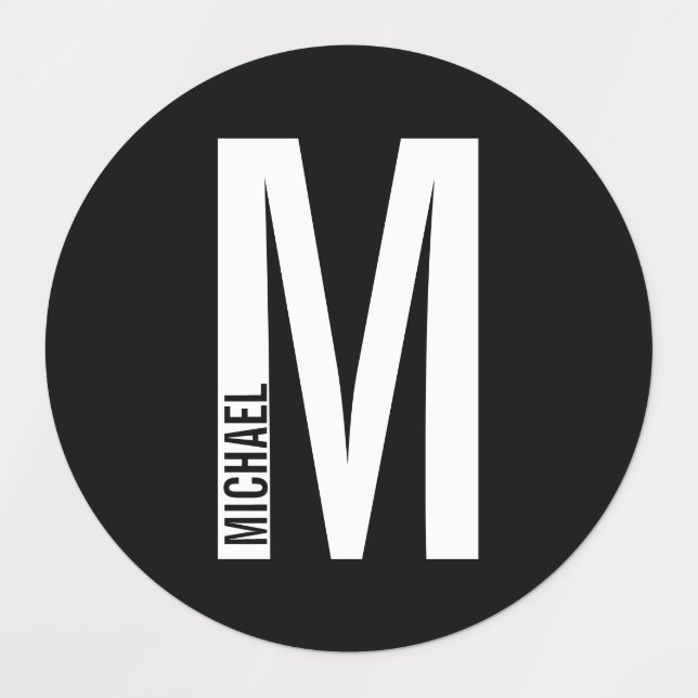 Étiquettes Monogramme et nom personnalisés modernes (Design 1)