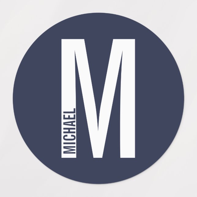 Étiquettes Monogramme et nom personnalisés modernes (Design 1)