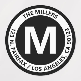 Étiquettes Monogramme et texte noir et blanc très gras