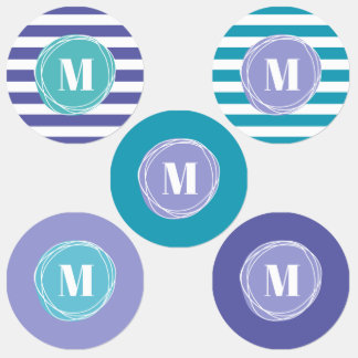 Étiquettes Monogramme Girls Modern Stripes